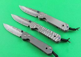 Small ChrisCR 7 inch Pocket Folding Knife Damascus Blade Titanium Alloy Handle Outdoor Camping Hunting Survival Tactical EDC Multi Tool Knives 02119