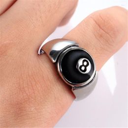 Cluster Rings European And American Stainless Steel Ring Men's Jewellery Wholesale Billiards Black 8 Titanium RingCluster