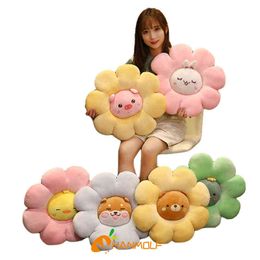 Cm Animals Flowers Combined Plushie Filled Cartoon Plant Cushion Bunny Pig Dino Soft Seat props Decoration J220704