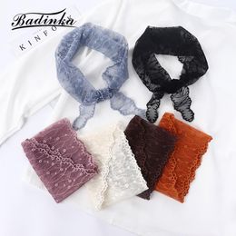 shawl neck UK - Scarves Summer Solid Color Triangle Lace Face Hair Head Wrap Scarf Headband Women Accessories Neck Collar Scarfs For LadiesScarves