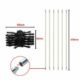 4 inch Tool Kit Brush head+2 Rods Accessories Chimney Cleaner Rotary Sweeping Fireplaces Inner Wall Cleaning 220505