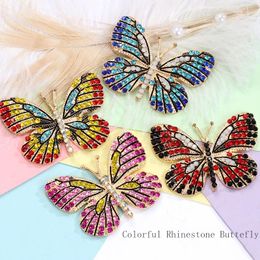 Charms Big Colorful Rhinestone Butterfly Phone Patches Self Adhesive Jewelry Retro 3D Art Stickers Vintage Insects AccessoriesCharms