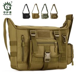 Protector Plus Mens Tactical Sling Shoulder Bag Mens Outdoor Messenger Bag For 14 Laptop Waterproof Military Crossbody Bag 220721