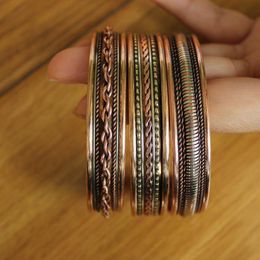 Bangle Handmade India 3 Color Copper 13mm Braided Magnetic Ethnic Tibetan Open Back Adjustable BangleBangle