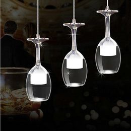 Pendant Lamps Dinner Led Pendent Modern Simple Glass Cup Lamp Creative Bar Dining Room Chandelier Single Head Lampshade Drinking Wine LightP