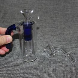 14mm Female Glass Reclaim Catchers For Hookahs 3.35 inch Clear Blue Percolator Ash Catcher Adapter with quartz banger nails tobacco glass bowls