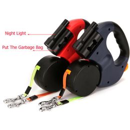 Dog Collars & Leashes Retractable Leash Double-headed Reflective Rope For Small/Medium/Large Dogs Under 10KG With Small Night FlashlightDog