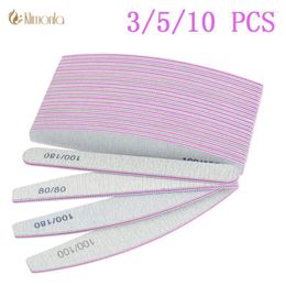 Nail Files Double-Sided File 80/100/180 Sandpaper Professional Material Sanding Polishing Half Moon Manicure Equipment Tool Prud22