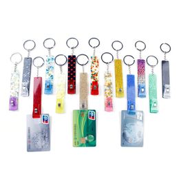 Credit Card Puller Keyring Party Favor Glitter Acrylic Bank Cards Grabber For Long Nail Tool