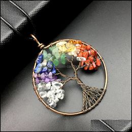 Pendant Necklaces Pendants Jewelry Natural Crystal Adam Hand Winding Bifurcated Bronze Colorf Seven Chakras 0Nql Drop Delivery 2021 Jizb3