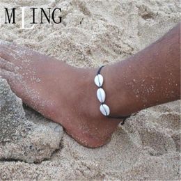 bohemian anklets Canada - Anklets MLING Vintage Mulitcolor Adjustable Rope Chain Anklet Bohemian Shell Weave For Women Seau22