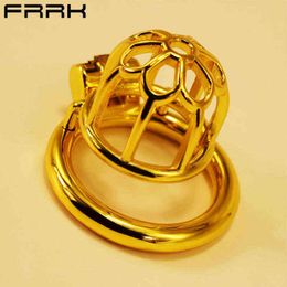 NXY Chastity Device Frrk Golden Plum Blossom Shaped Lock Gold Plating New Technology Fun Cage Lovers' Products Bird 0416