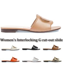 Women G Slippers Cut out Thick Bottom Sandals Chunky heel Rubber Slides Platform Alphabet Lady mid block heels Slipper Bright leather Sandal