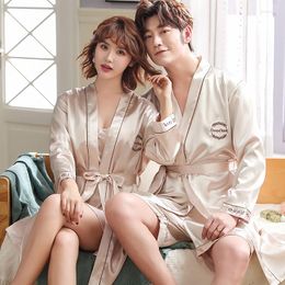 Men's Sleepwear Champagne Bath Robes Couples Kimono Pajamas Mr. Mrs. Honeymoon Wedding Gift For Bride Groom El Home Vacation ClothingMen's M