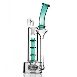 Thick base Straight Tube hookahs Hookahs Bong Glass Smoke Water Pipes Recycler Oil Rigs Shisha With 14mm Bowl Joint 12.2 Inchs