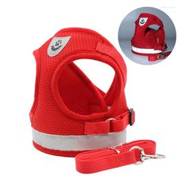 Dog Collars & Leashes Soft Mesh Harness Leash Set Reflective Safety Pet Puppy Walking Training Vest Lead Rope For Small Medium Dogs CatsDog