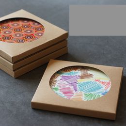 Gift Wrap Retro Kraft Paper Box with Hollow Accessories Ceramic Coaster DIY Gift Packing Boxes