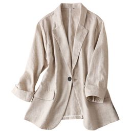 Women's suit temperament suit cotton and linen women's fashion casual nine-point pants linen suit 2 piece outfits for women 210331