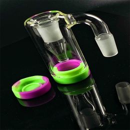 New high borosilicate glass hookah 18mm coloured grey catcher 90 degree bong accessories Percs with silicone case