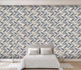 Custom living room bedroom wallpaper rolls for walls Simple geometric square marble mosaic stereoscopic background wall