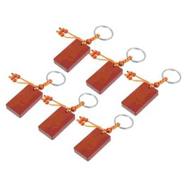 Keychains 6Pcs Wooden Keychain Pendants Creative DIY Blank Key Holder Bag PendantKeychains