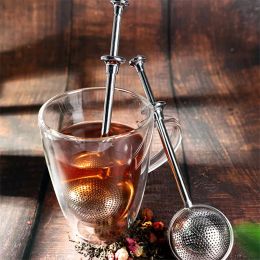 Long-Handle Stainless Steel Tea Strainers Infuser Ball Tools for Loose Leaf Tea Herbal Spice Filter Diffuser Wholesale