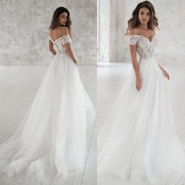 Wedding Dress Off Shoulder Appliques Bride Dresses A Line Elegant Lace Wedding Bridal Gown 2022