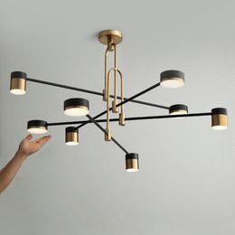 Pendant Lamps Modern Chandelier 4/6/8 Heads Black Gold Lighting Suspension Bedroom Living Room LED Industrial Lamp 3 Colour DimmablePendant