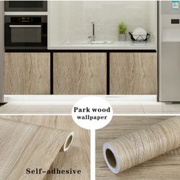 PVC Wood Grain Stickers Wardrobe Cabinet Table Furniture Renovation Wallpaper Self Adhesive Waterproof Wall Papers Home Decor 220512