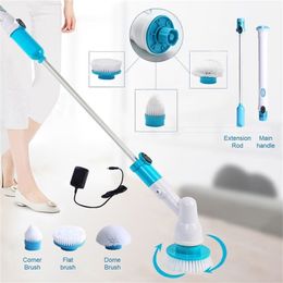 Electric Cleaning Brush Adjustable Waterproof Cleaner Wireless Charging Clean Bathroom Kitchen Cleaning Tools Set Brush Head 200923
