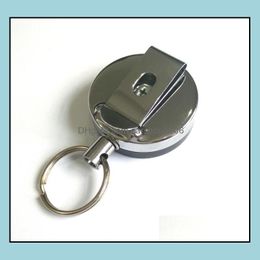 Party Favour Event Supplies Festive Home Garden Retractable Metal Card Badge Holder Steel Recoil Ring Belt C Dh0Oy