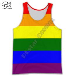 PLstar Cosmos Homosexual Love Rainbow Flag 3D Printed Fashion Summer Tank Top For Men Women Casual Beach Vest R25 220708
