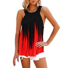 Women's Blouses & Shirts Sexy Off Shoulder Gradient Blouse Tie Dye Women Halter Tops Summer 2022 Casual Backless Sleeveless 5XL Y2K Clothing