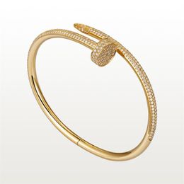 nail plates Canada - Nail Bracelet Designer Carti Bracelets Diamonds Bangle Fashion Luxury Jewelry Women Titanium Steel Alloy Gold-Plated Craft Never F258E