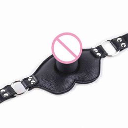 Nxy Sm Bondage Camatech Adult Game Silicone Stuffed Dildo Gag Belt Open Mouth Penis Plug Leather Harness Strap on Oral Erotic Toy 220426