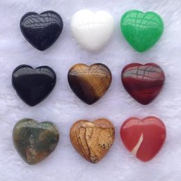 20*6mm Love Heart Shaped Natural Stone Healing Crystals Stones Valentine Day Ornaments Multi Colour Jewelry Non Porous home Decoration