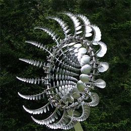 Unique and Magical Metal Windmill 3D Powered Kinetic Sculpture Lawn Solar Spinners Yard Garden Decor 220721