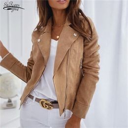 Autumn Winter Long Sleeve Cowboy Wind Handsome Jacket Women Vintage Brown Colour Slim Boyfriend Style Suede Jacket Coat 17079 220813