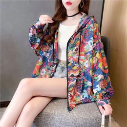 Women's Trench Coats Summer Windbreaker Jacket Women Printing Female Thin Breathable Coat Sun Protection Clothing Girl Sportwear Lady TopWom