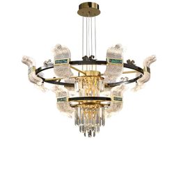 Modern luxury ceiling chandelier lighting crystal led copper chandelier living room auditorium decoration villa