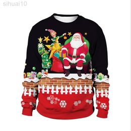 Men Women Festive Ugly Christmas Sweater Xmas Jumper 3D Christmas Tree Gift Snowflake Elf Santa Printed Holiday Party Sweatshirt L220801