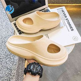 Slippers Mo Dou Summer New Street Slippers Outdoor Fashion Wrapped Toe Cool Men's Sandals Women Slides Concise Street Style Slippers 220428