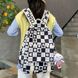 2022GGS brand Women Backpack Kawaii Plaid School Bag For Grisl Trendy Accessories Travel Backpacks Student