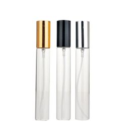 Glass Perfume Bottle Sample Refillable Empty Clear Aluminum Spray Pump Atomizer Lid Portable Cosmetic Packaging Parfum Vials 5ml 10ml 15ml