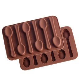 Non-stick Silicone DIY Cake Decoration Molds 6 Holes Spoon Shape Chocolate Molds Jelly Ice Baking Mould 3D Candy Mold DH9384
