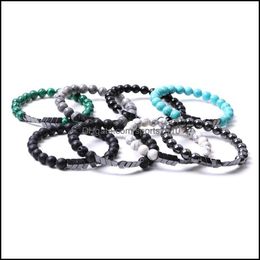 Arts And Crafts Arrowhead Charms 8Mm Hematite Synthetic Turquoise Stone Arrows Shape Strand Bracelets For Women Men Yoga Bu Sports2010 Dh7Bb