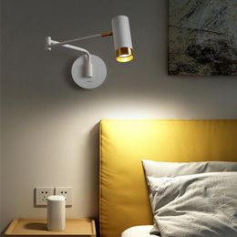 Wall Lamp Indoor Bedside Lamps Rotation Long Arm Adjustable 3 Colours Light Modern Sconce With Switch Living Room LED LuminaireWall LampWall