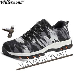 Mens Outdoor Breathable Toe Protective Work Men Steel Mid Sole Indestructible Puncture Proof Safety Shoes Y200915