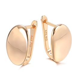 oval hoops Canada - Hoop & Huggie Women Earrings 585 Rose Gold Glossy Oval Hanging Korean Ear Piercing Party Fashion Jewelry 2022
