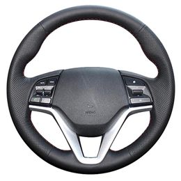 Steering Wheel Covers Black Genuine Leather Car Cover For Tucson 3 2022 2022Steering CoversSteering